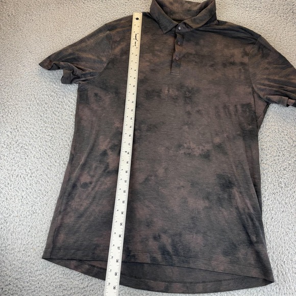 Lululemon Polo Shirt Mens Large Black red Distressed Wash Athletic Golf Casual - Picture 6 of 8